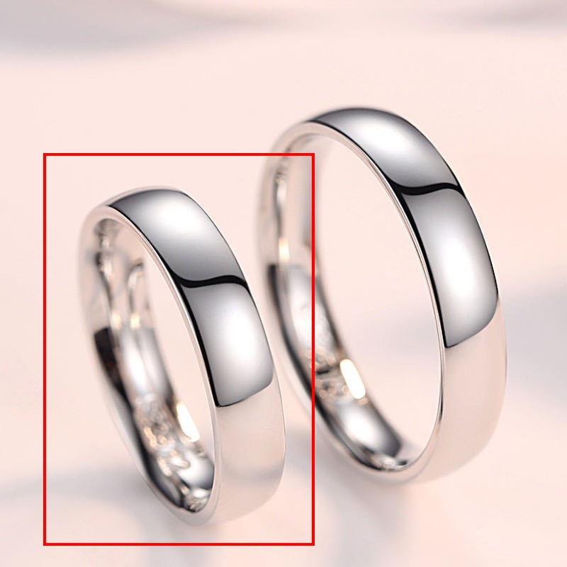 Sterling Silver Couple's Ring Couple With Ring Glossy Inner Arc