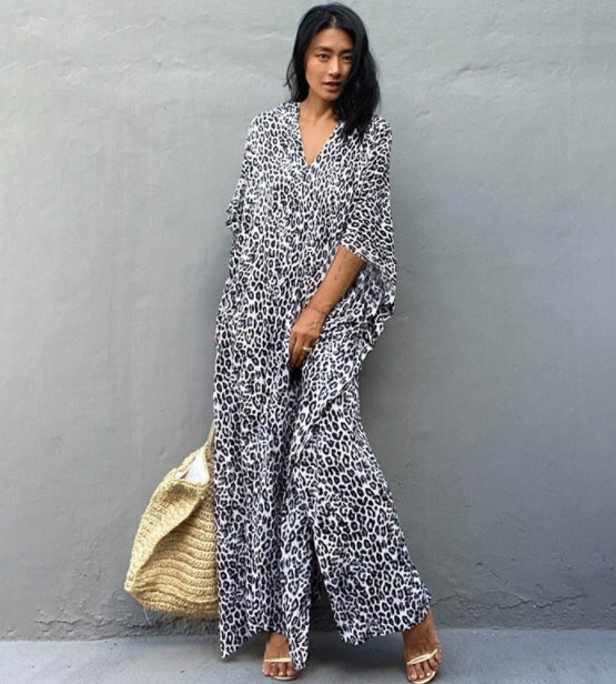 Cotton Printed Women's Long Skirt Beach Blouse