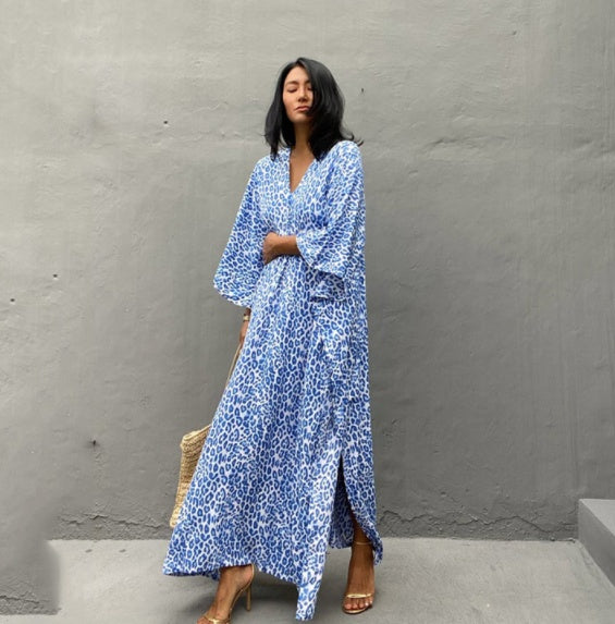 Cotton Printed Women's Long Skirt Beach Blouse
