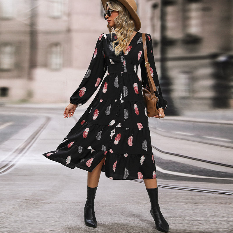 Floral Print Long Sleeve Dress