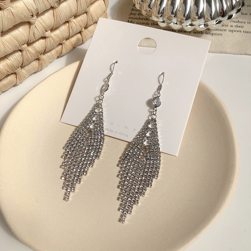Earrings Stud Earrings Personality Tassel Wild Long Silver Pin Earrings