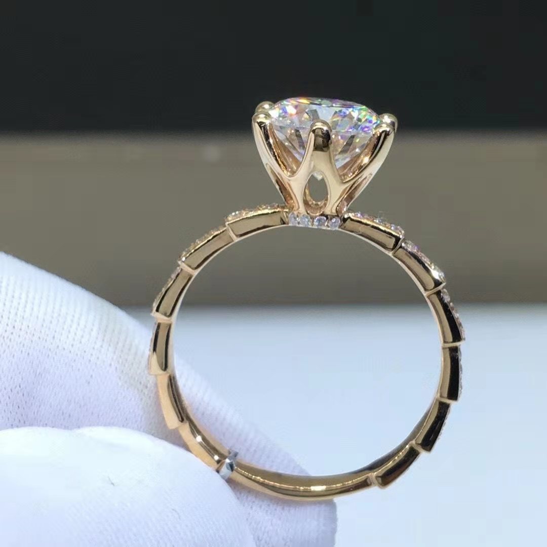 Moissanite Snake Bone Six-claw Couple Ring