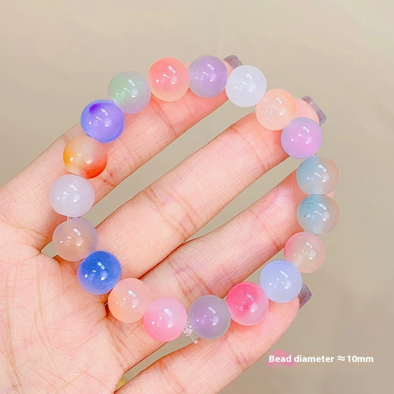 Chalcedony Sea Blue Sapphire Sky Blue Simple Men And Women Single Circle Round Beads Bracelet