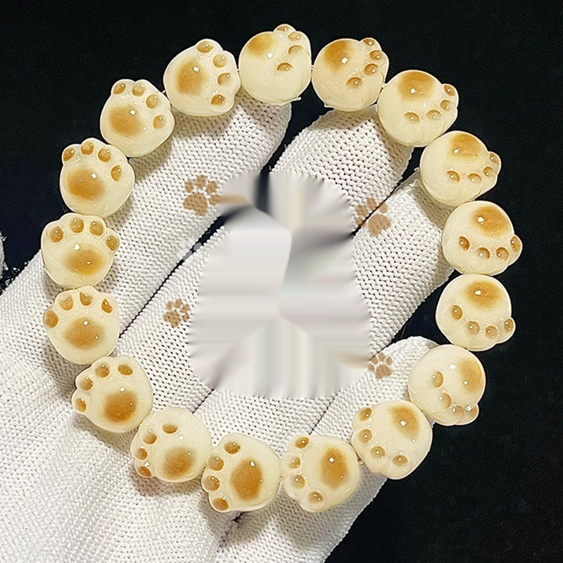 Cat's Paw Bodhi Root Hand Toy Bracelet Student Pliable Temperament White Jade Bodhi Cultural