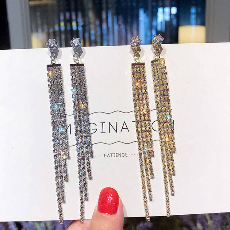 Earrings Stud Earrings Personality Tassel Wild Long Silver Pin Earrings