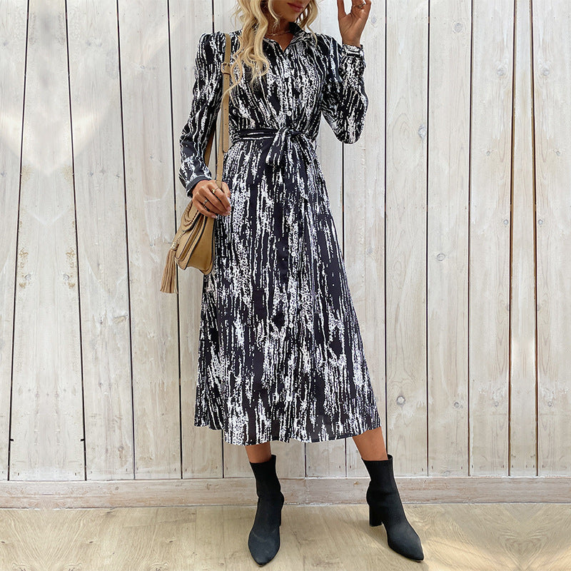 Fashion Long Sleeve Tie-dye Dress