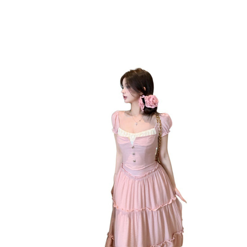 Women's Stitching Design Sense Pure Desire Sweet Slim Fit Top Suit