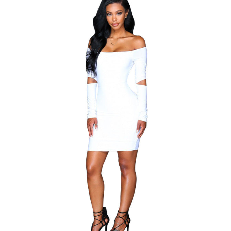 Strapless Off-shoulder Ripped Long Sleeves Sheath Dress