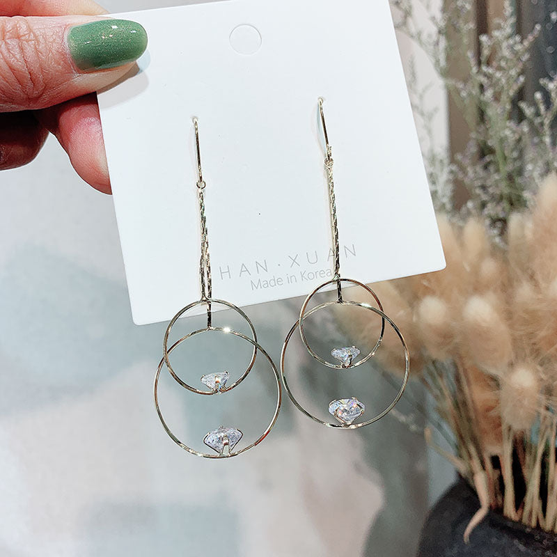 Earrings Stud Earrings Personality Tassel Wild Long Silver Pin Earrings