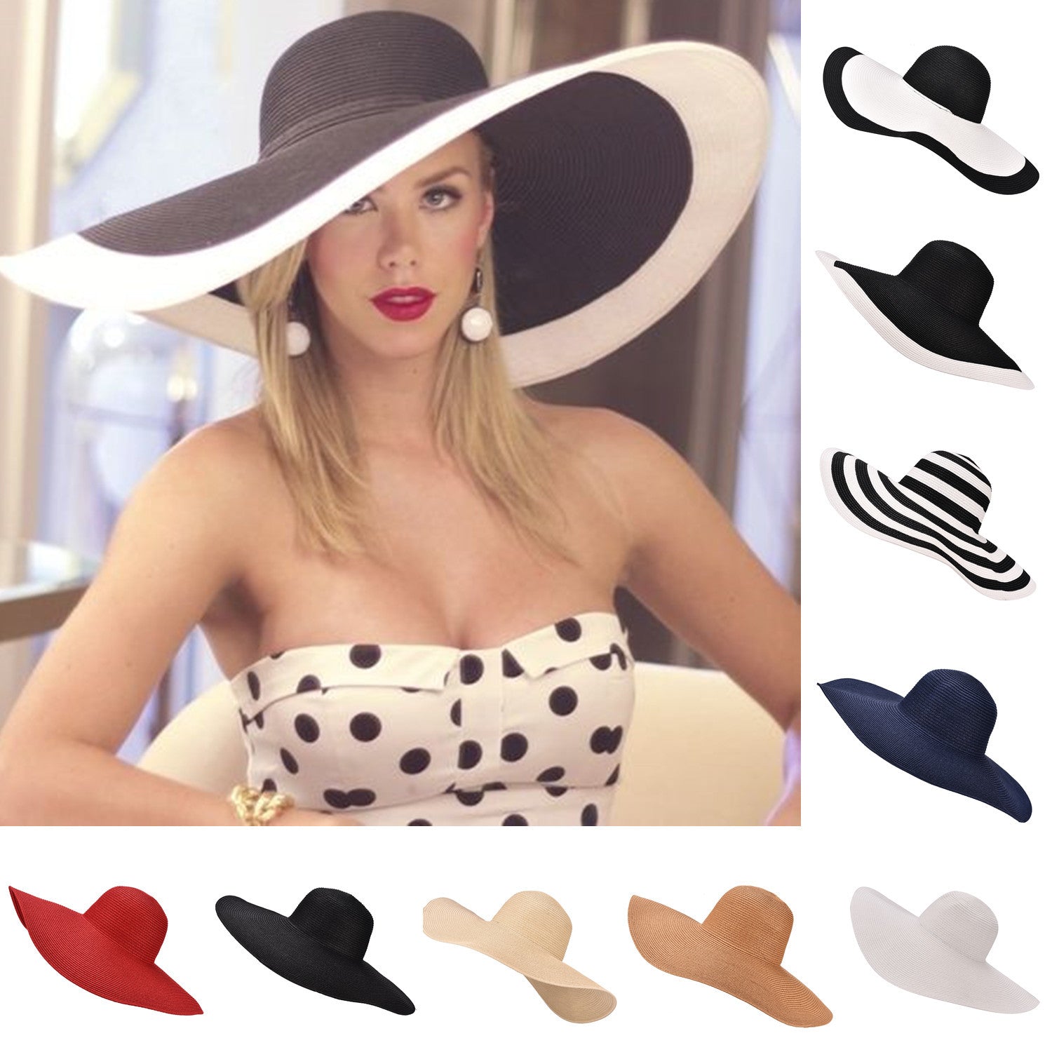 18cm Oversized Hepburn Shade Holiday Straw Hat