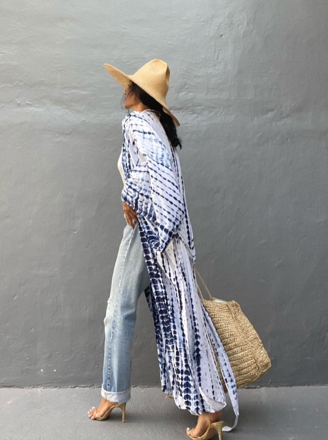 Casual, Long Sleeve Beach Cover Up (White) - Lena™ - Lena