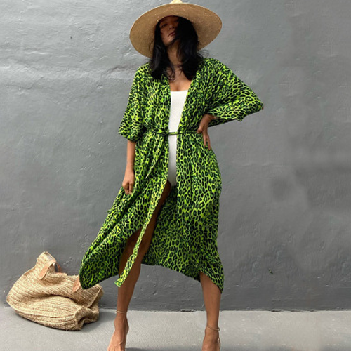 Casual, Beach Cover Up (Green Leopard) - Lena™ - Lena