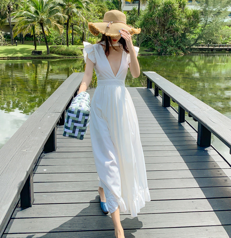 Seaside Vacation Super Fairy White Travel Beach Dress