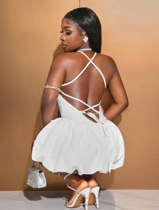 Bandeau One-shoulder Sexy Suspenders Fashion Female Dress