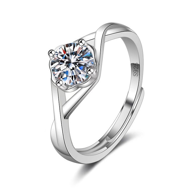Moissanite Classic Six-claw 1 Karat Open Rings