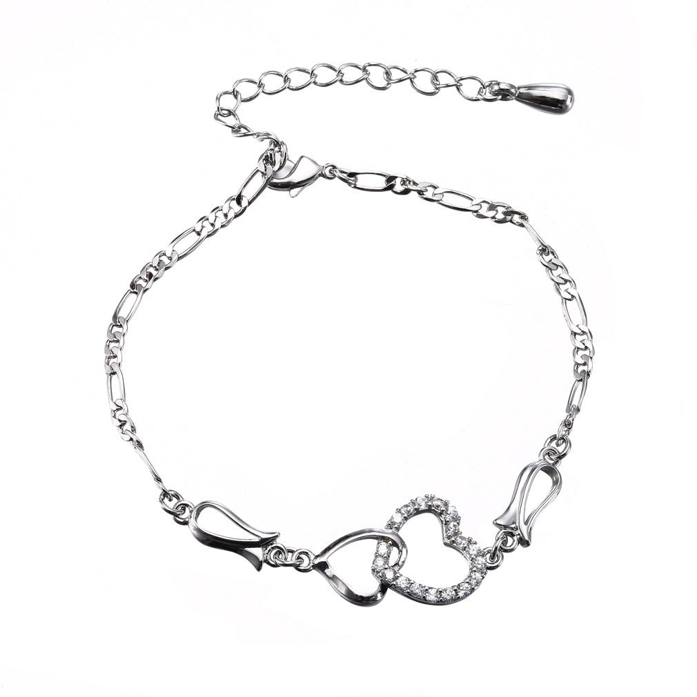 Hollow heart-shaped zircon bracelet