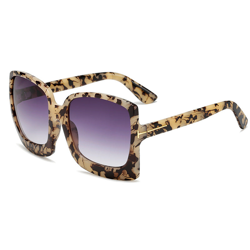 Leopard color large frame sunglasses - Lena