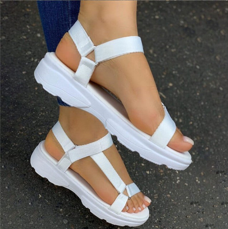 Velcro flat bottomed women's sandals