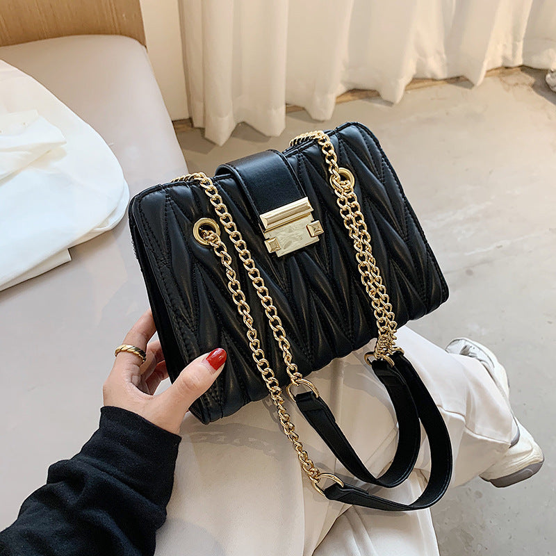 Pleated chain handbag