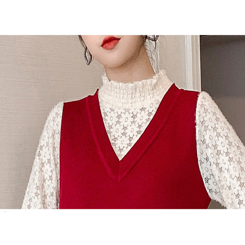 Spring And Autumn New Maternity Dress Fashion Knitted Stitching