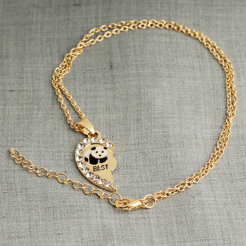 Panda Anchor Necklace With Diamond Pendant Necklace