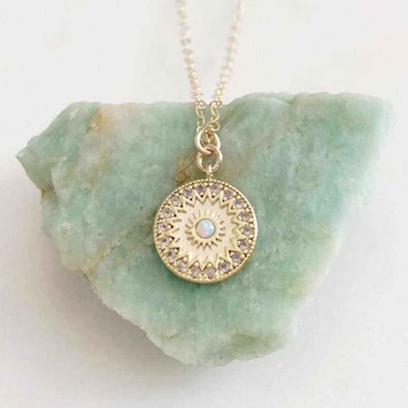 Opal Necklace Star Moon Necklace Lady