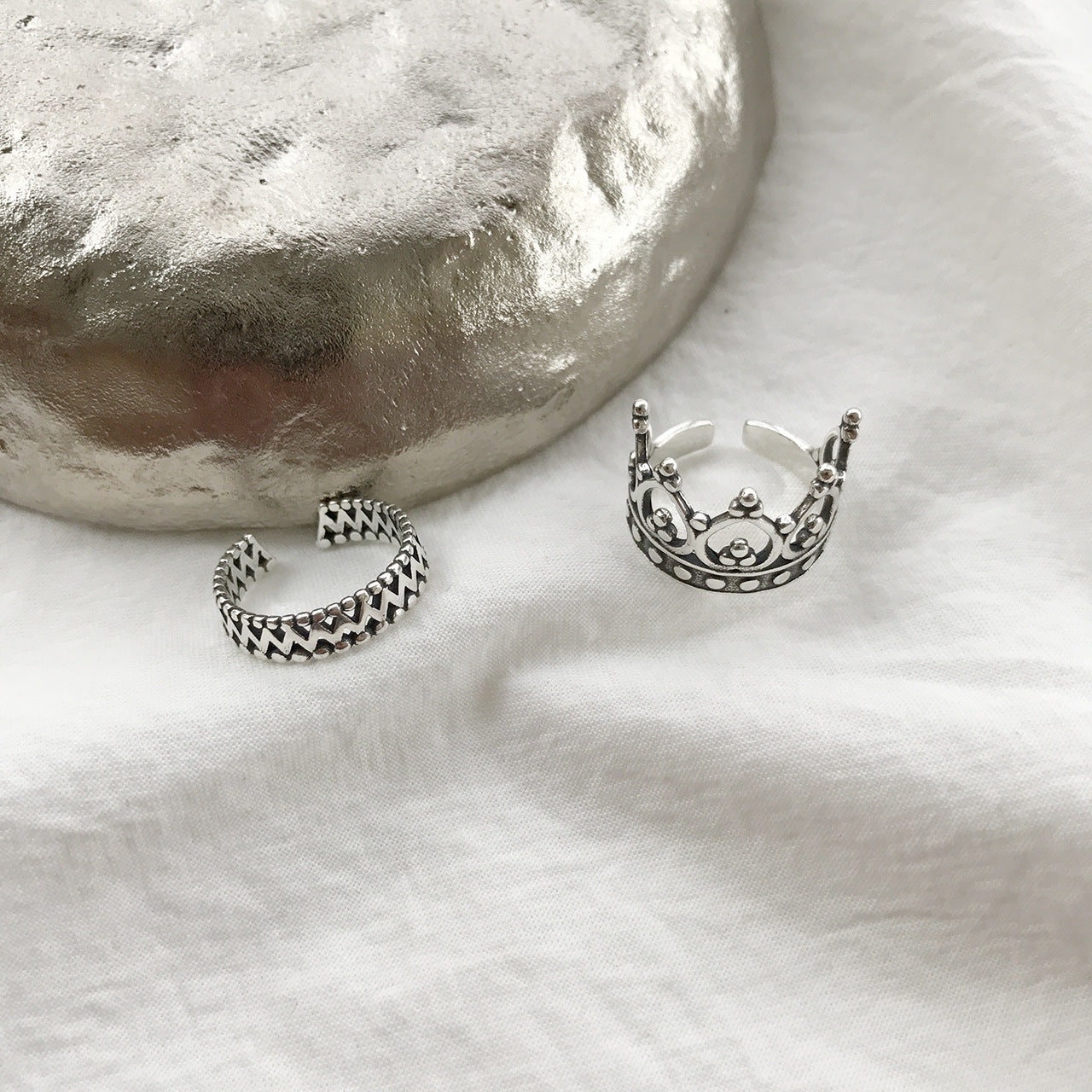 Japan And Korea S925 Sterling Silver Roman Crown Ring Lady