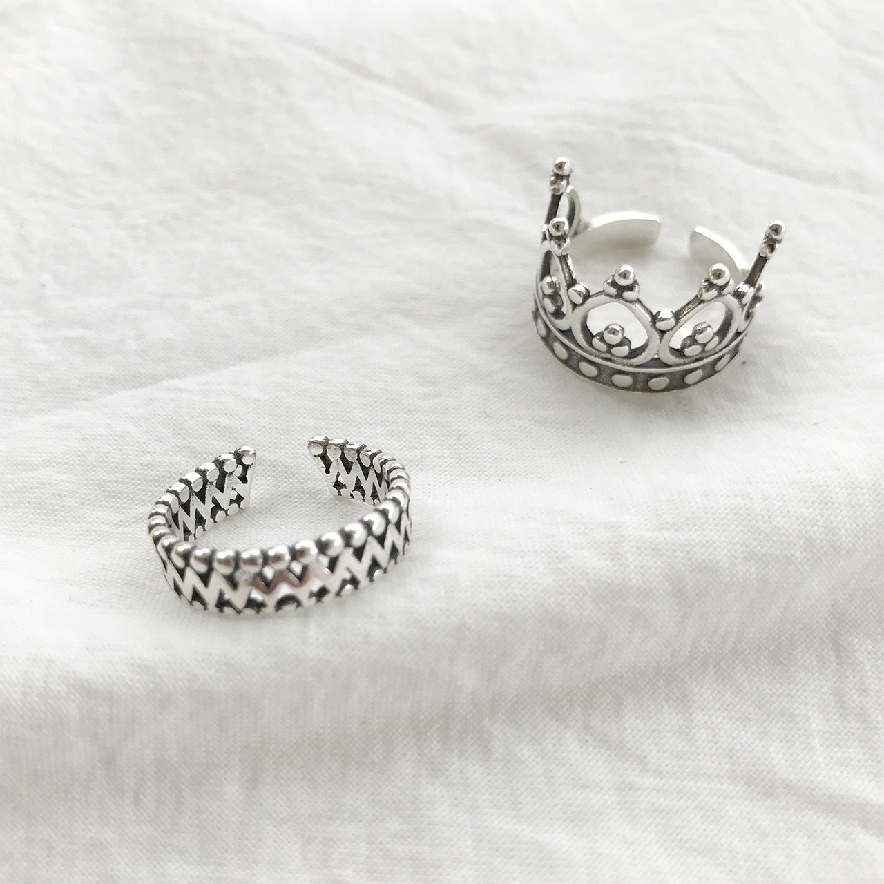 Japan And Korea S925 Sterling Silver Roman Crown Ring Lady