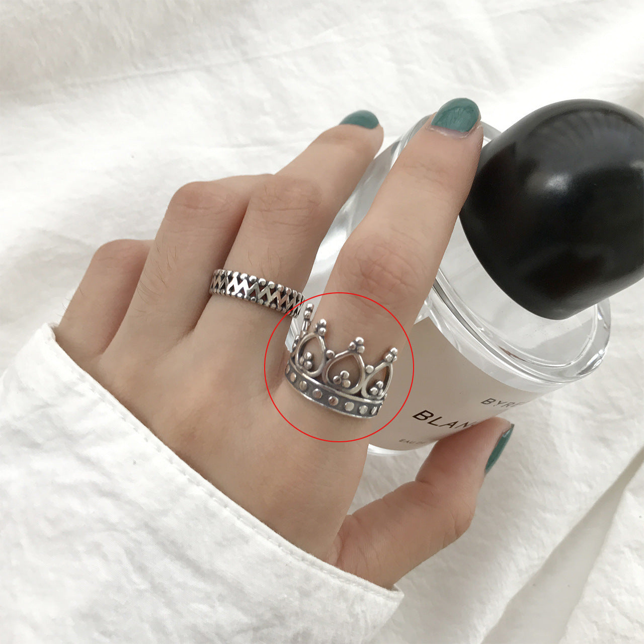 Japan And Korea S925 Sterling Silver Roman Crown Ring Lady