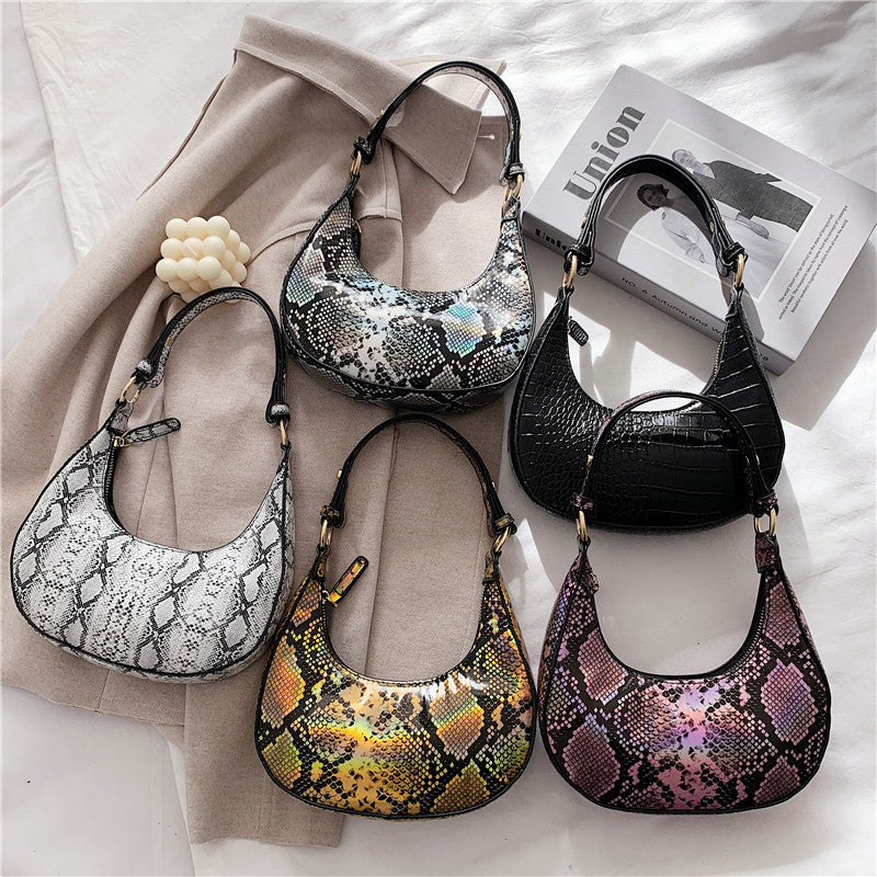 Korean Fashion Snake Print Underarm Bag