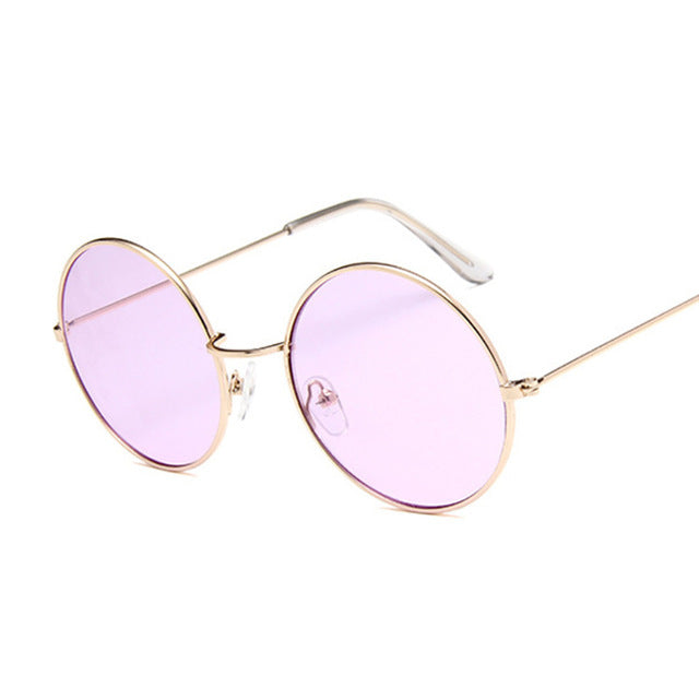 Retro Round Pink Sunglasses - Lena