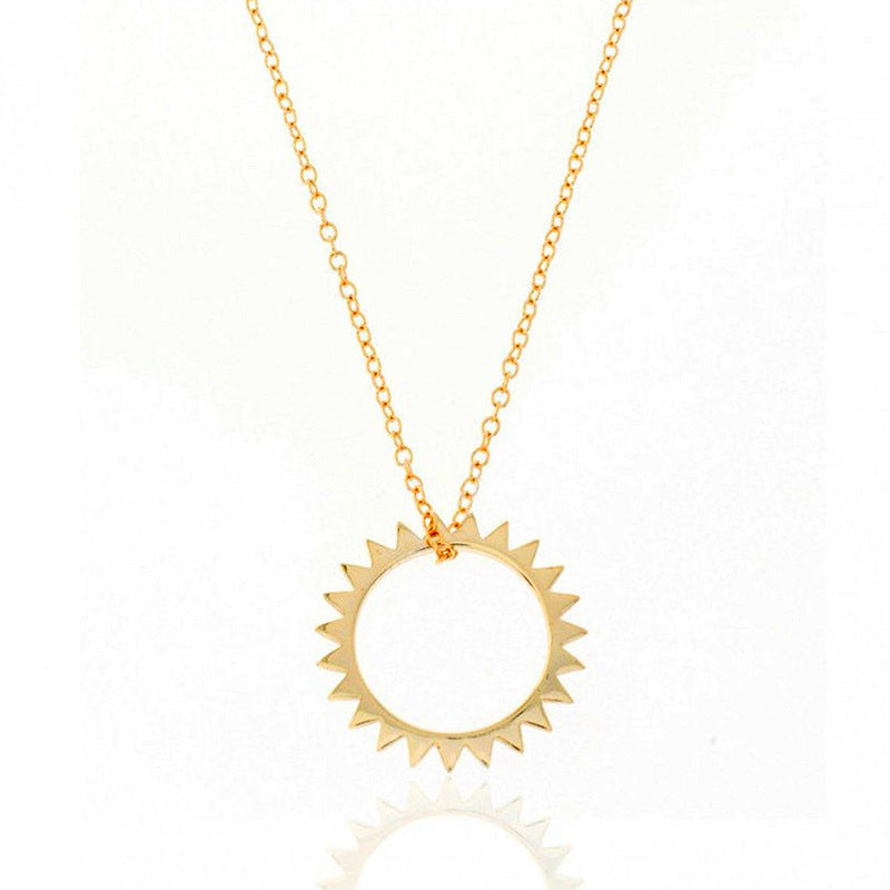 S925 Silver Fashion Simple Clavicle Necklace Necklace Sunlight Ring Pendant Female Necklace