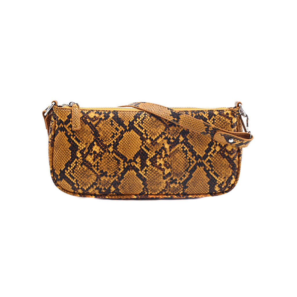 Snake print female bag baguette