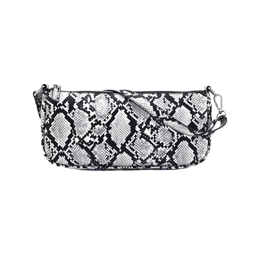 Snake print female bag baguette