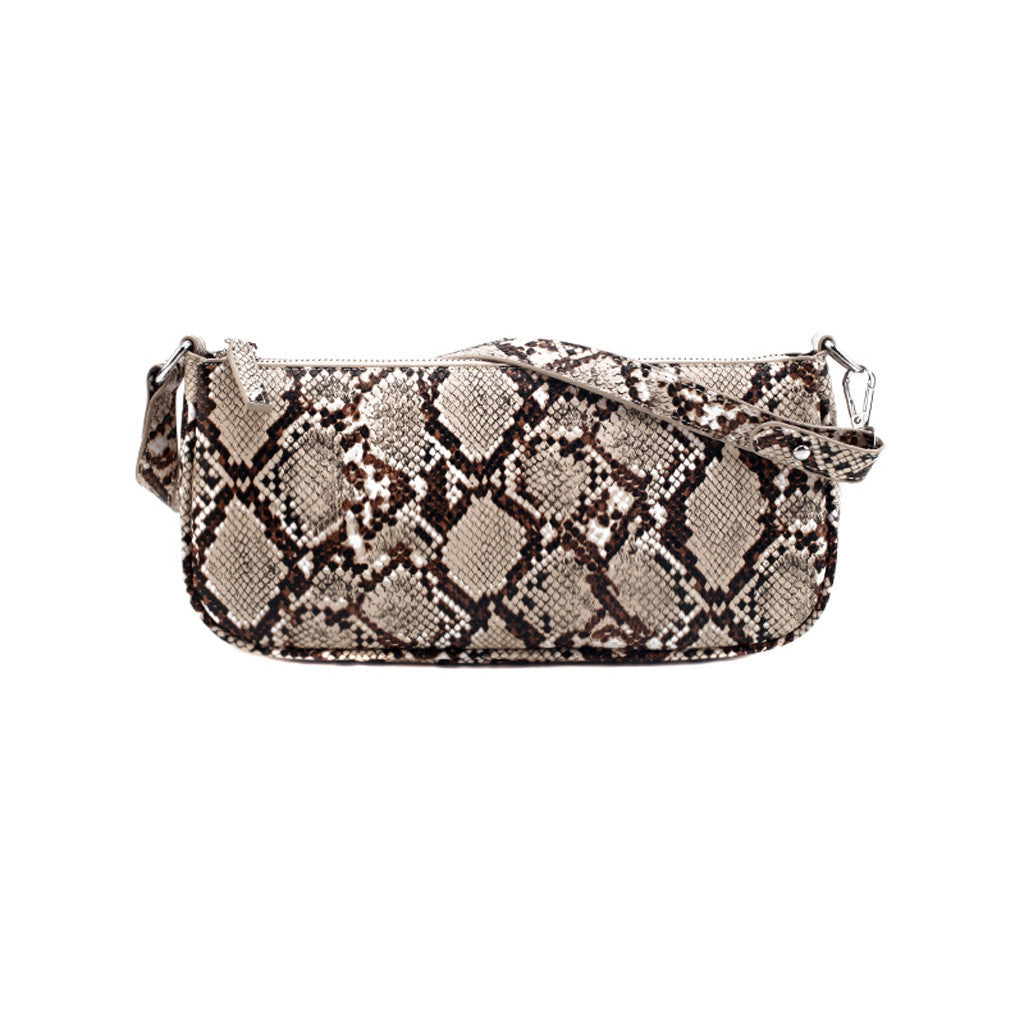 Snake print female bag baguette