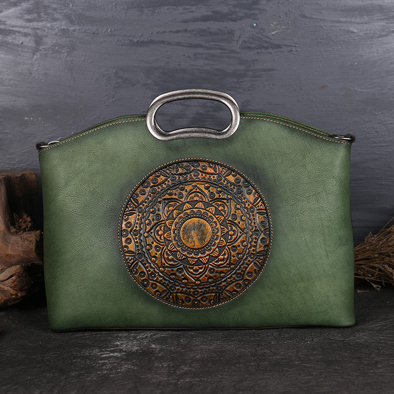 Women's Handbag Top Layer Cowhide Retro One-shoulder Diagonal Handbag