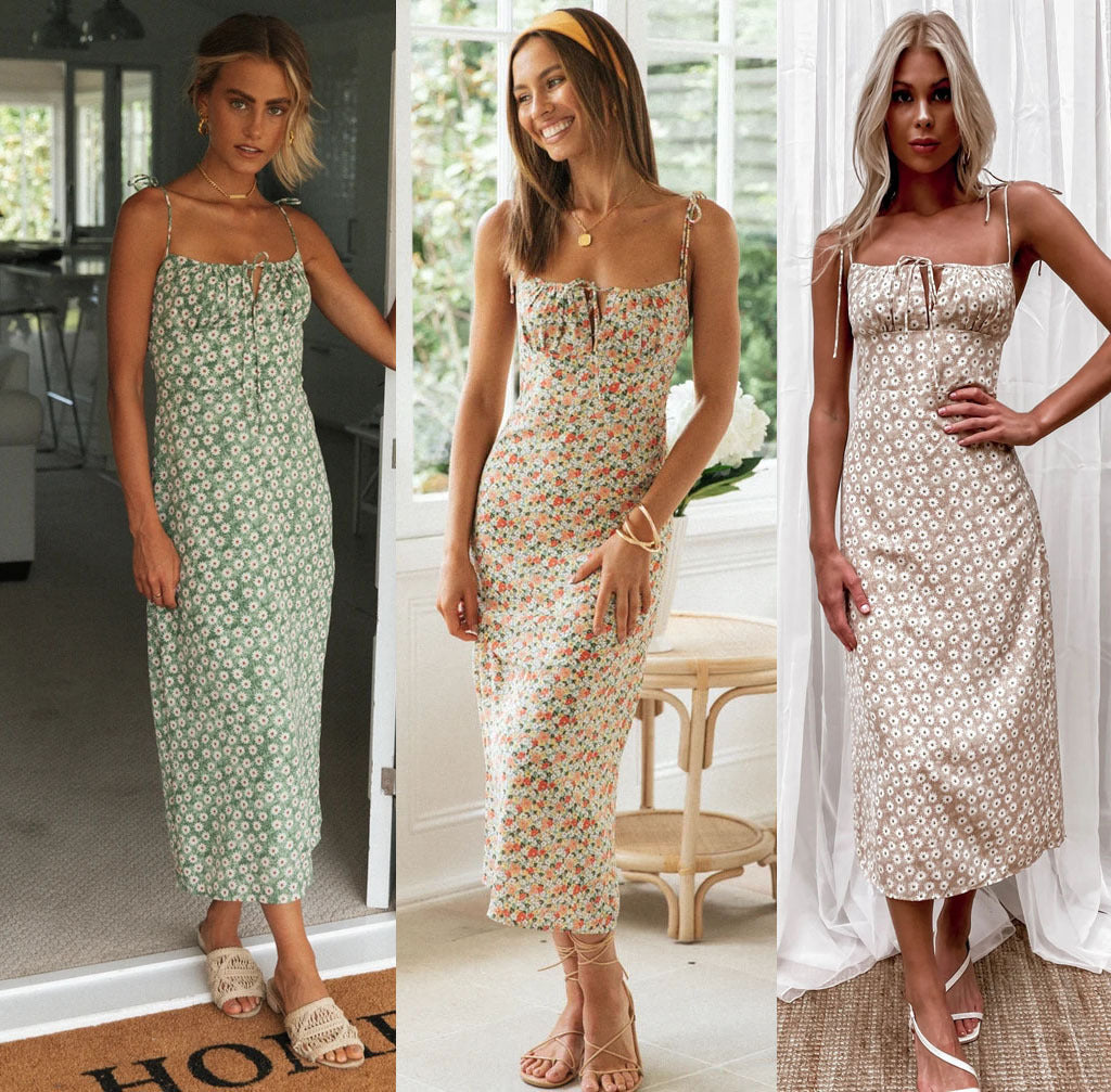 Sweet Little Floral Print Suspender Dress