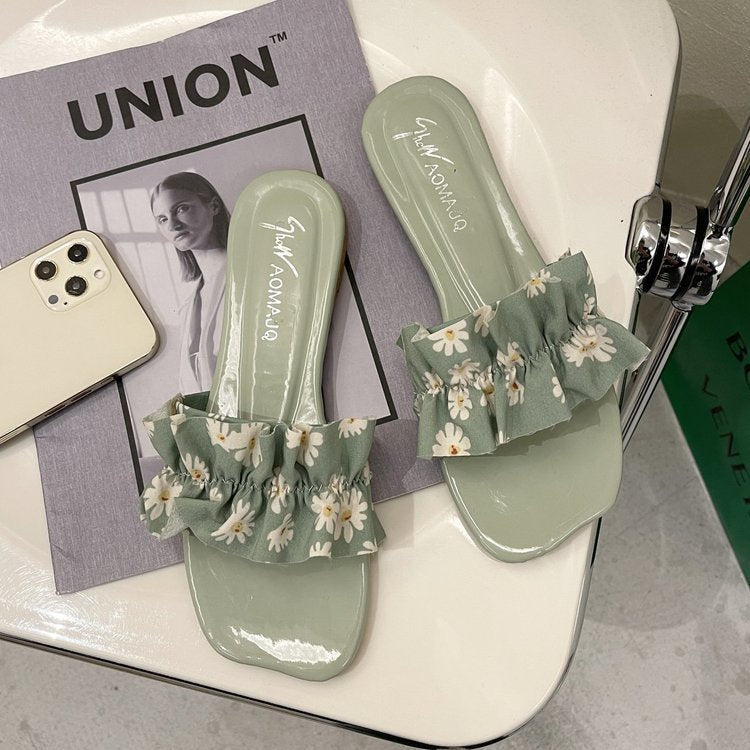 Sandals And Slippers Women's New Floral Flat Bottom Fashion Soft Bottom Women's Shoes