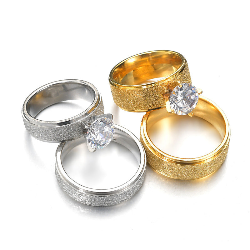304 stainless steel ring Korean frosted couple