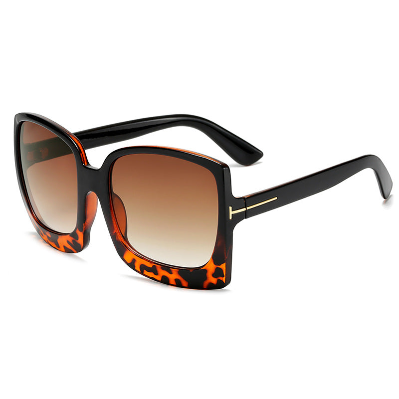 Leopard color large frame sunglasses - Lena