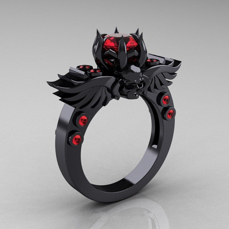 New Style Skull Ring Ruby Ring Style Accessories