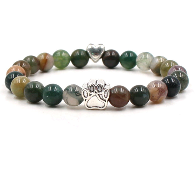 Natural Stone Tigereye Multi-color Stripe Agate Dog Hoof Bracelet