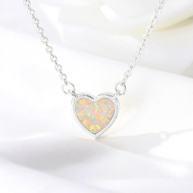 Romantic Heart Necklace Copper Zircon Pendant Necklace