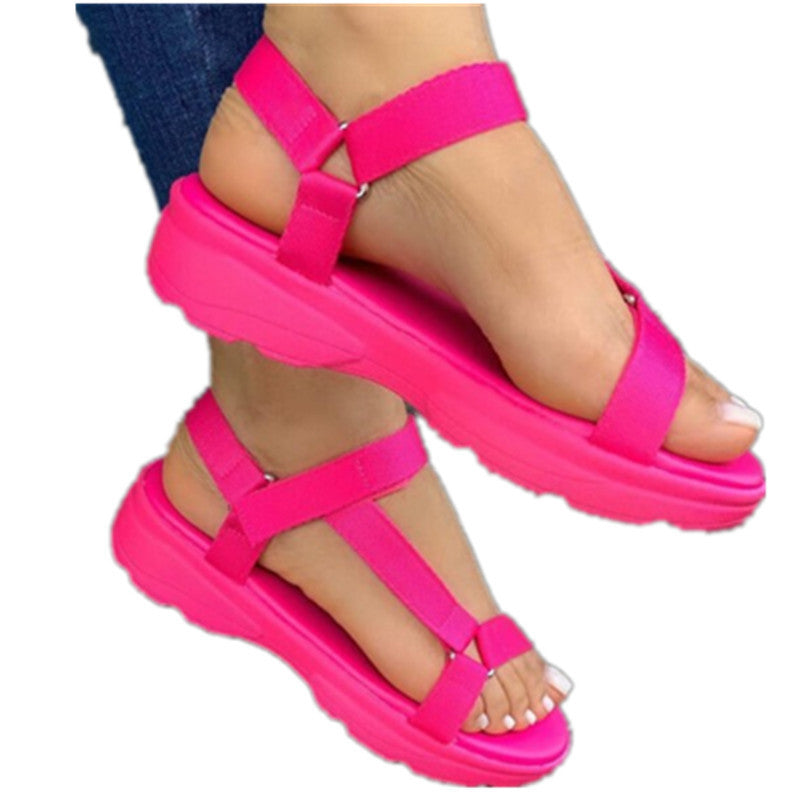 Velcro flat bottomed women's sandals