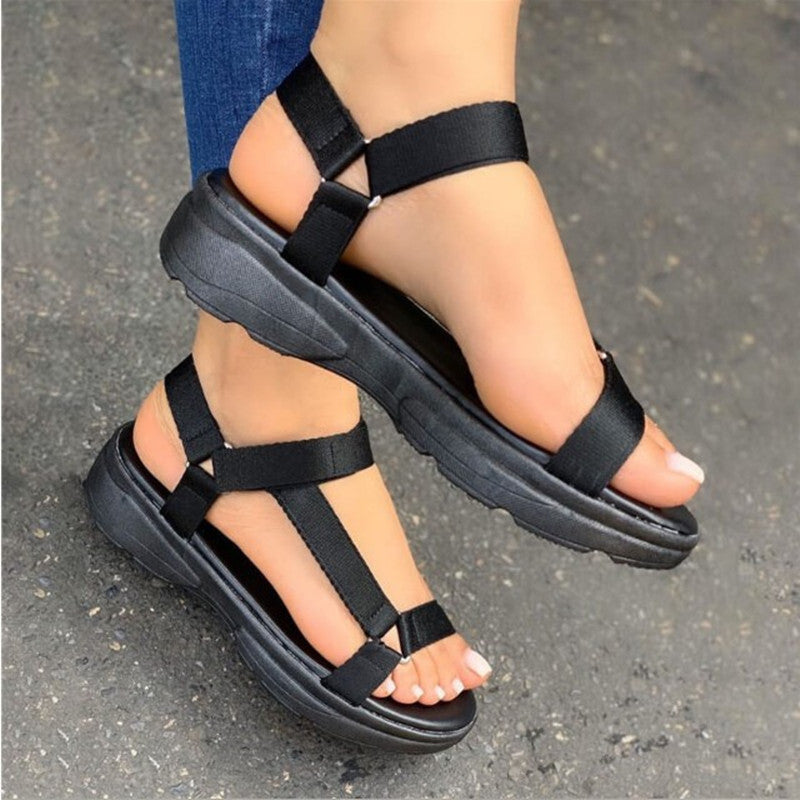 Velcro flat bottomed women's sandals