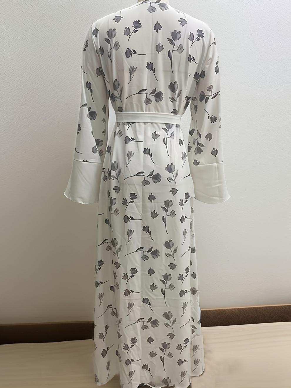 Ethnic Print Long Dress Fashion Lace-up Robe