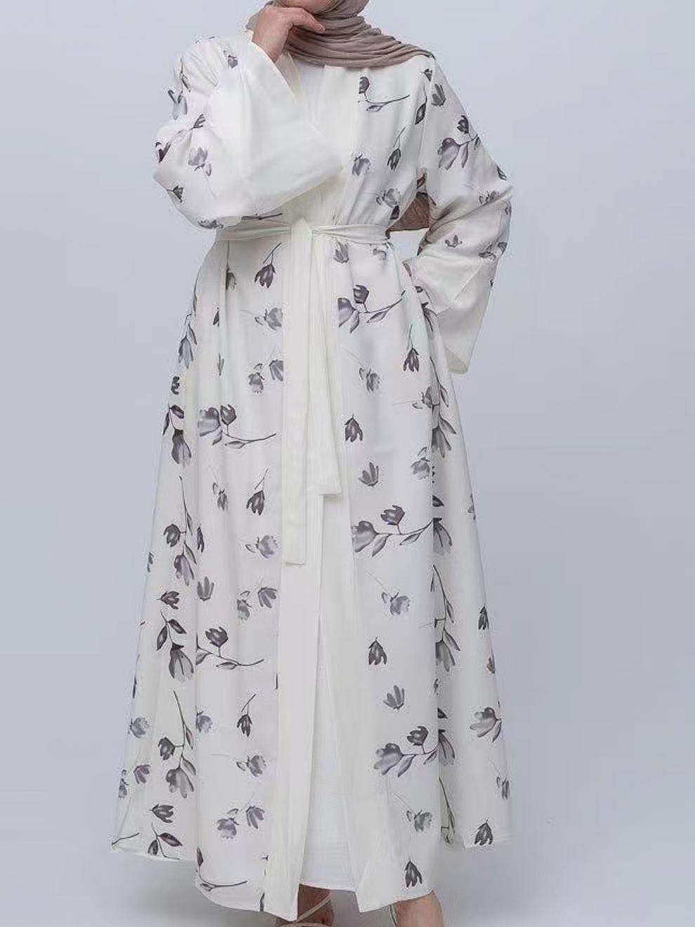 Ethnic Print Long Dress Fashion Lace-up Robe