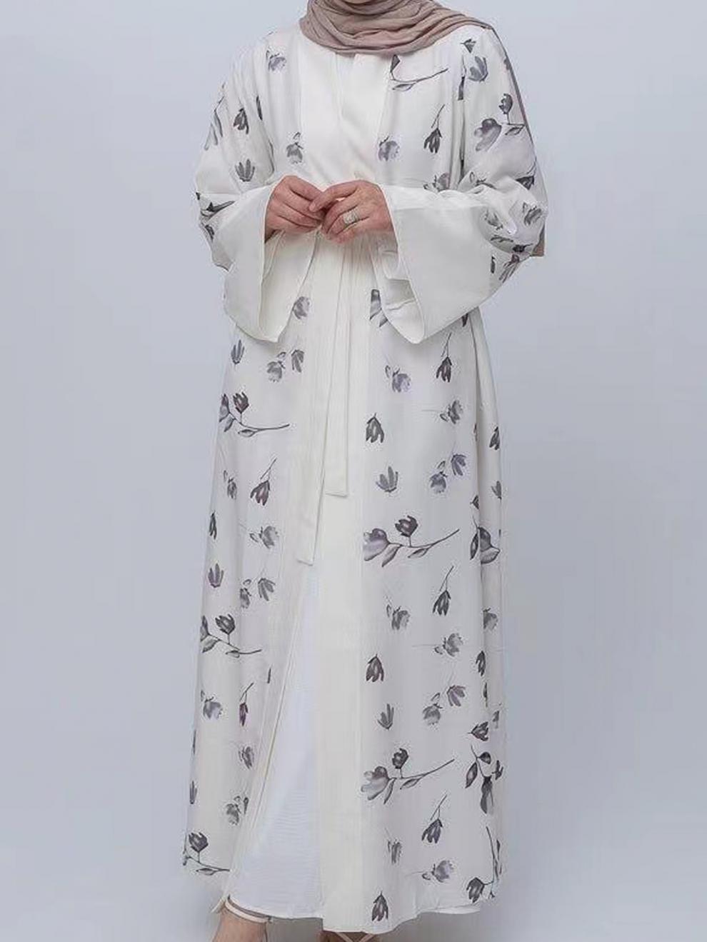 Ethnic Print Long Dress Fashion Lace-up Robe