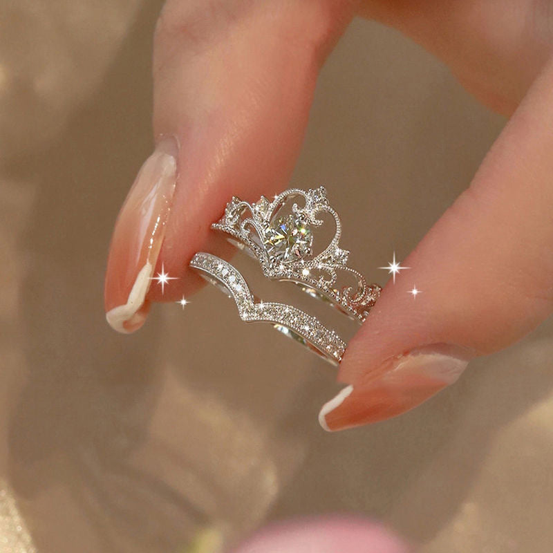 Crown Ring Female Design Wedding Opening Adjustable