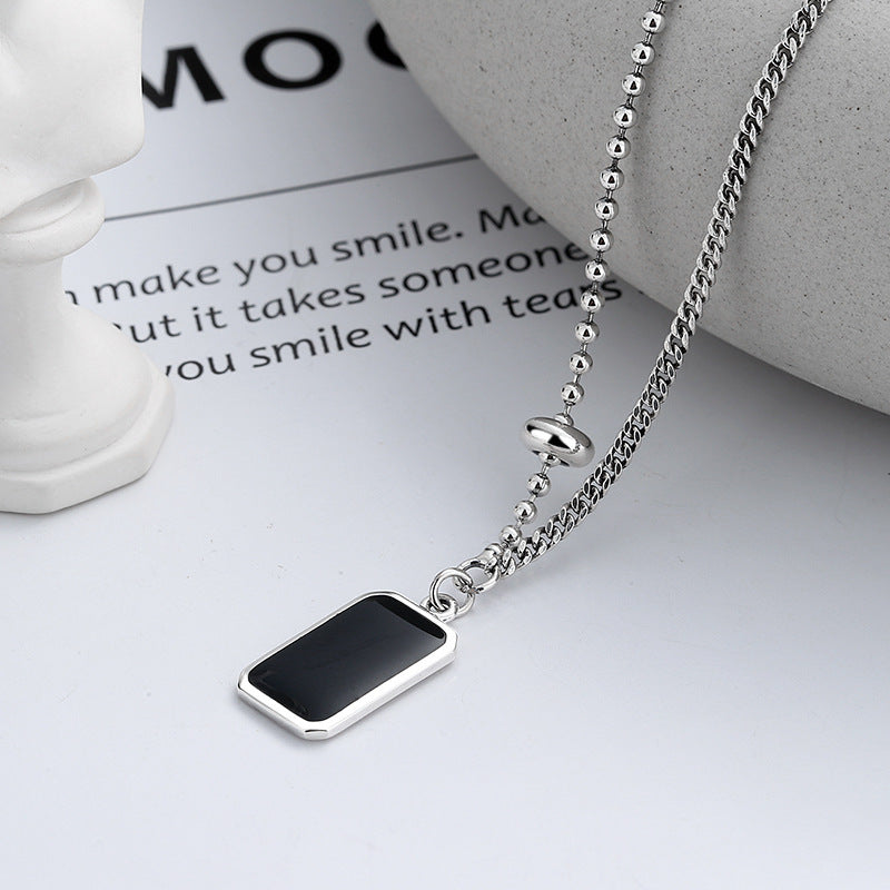 Epoxy Black Face English Trendy Clavicle Chain Necklace